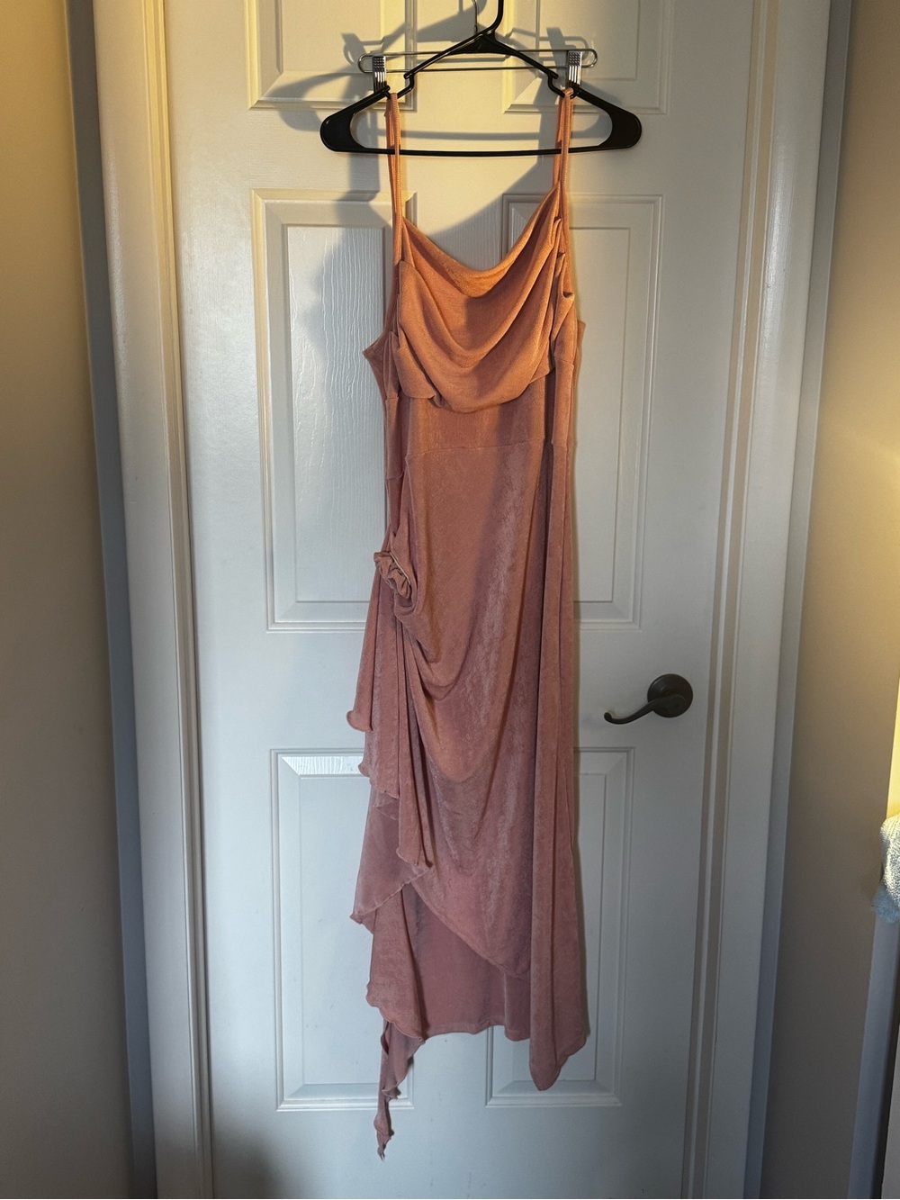 SHEIN Dusty Rose High-Low Draped Slip Dress